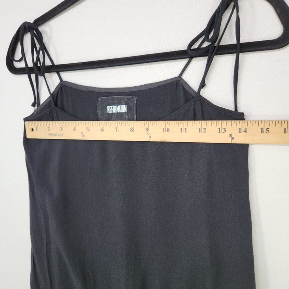 Reformation Cami Tank Top Size Small Black Adjustable Spaghetti Tie Straps - Picture 4 of 9